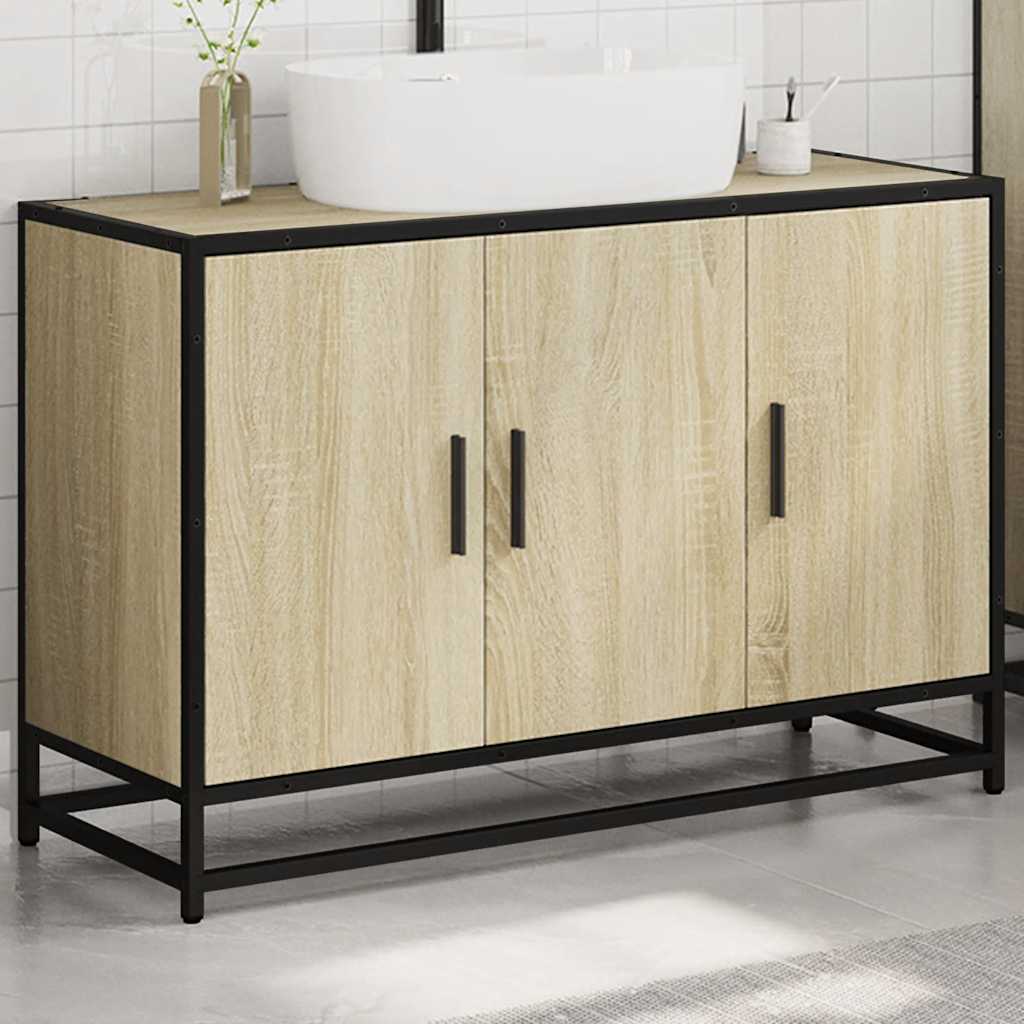 Baderomsskap Sonoma eik 90x33x60 cm konstruert tre