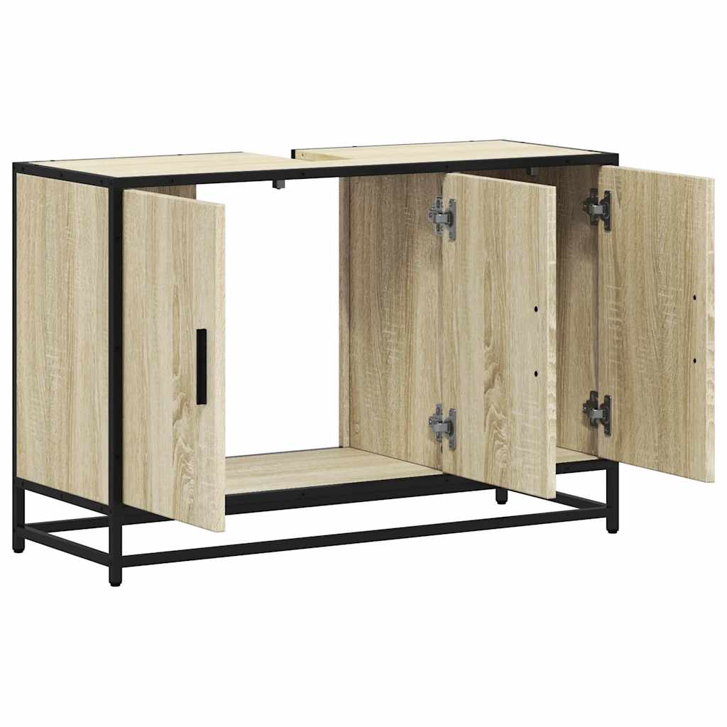 Baderomsskap Sonoma eik 90x33x60 cm konstruert tre