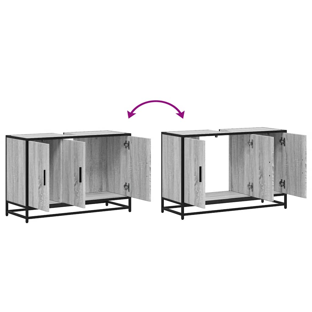 Servantskap grå sonoma 90x33x60 cm konstruert tre