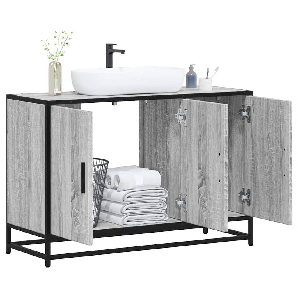Servantskap grå sonoma 90x33x60 cm konstruert tre