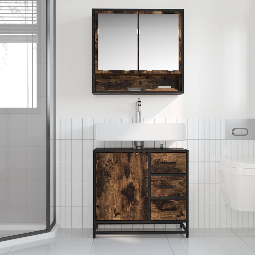 Baderomsskap røkt eik 65x33x60 cm konstruert tre