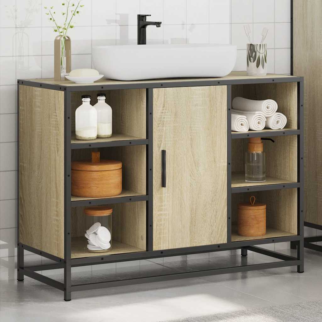Baderomsskap Sonoma eik 80x33x60 cm konstruert tre
