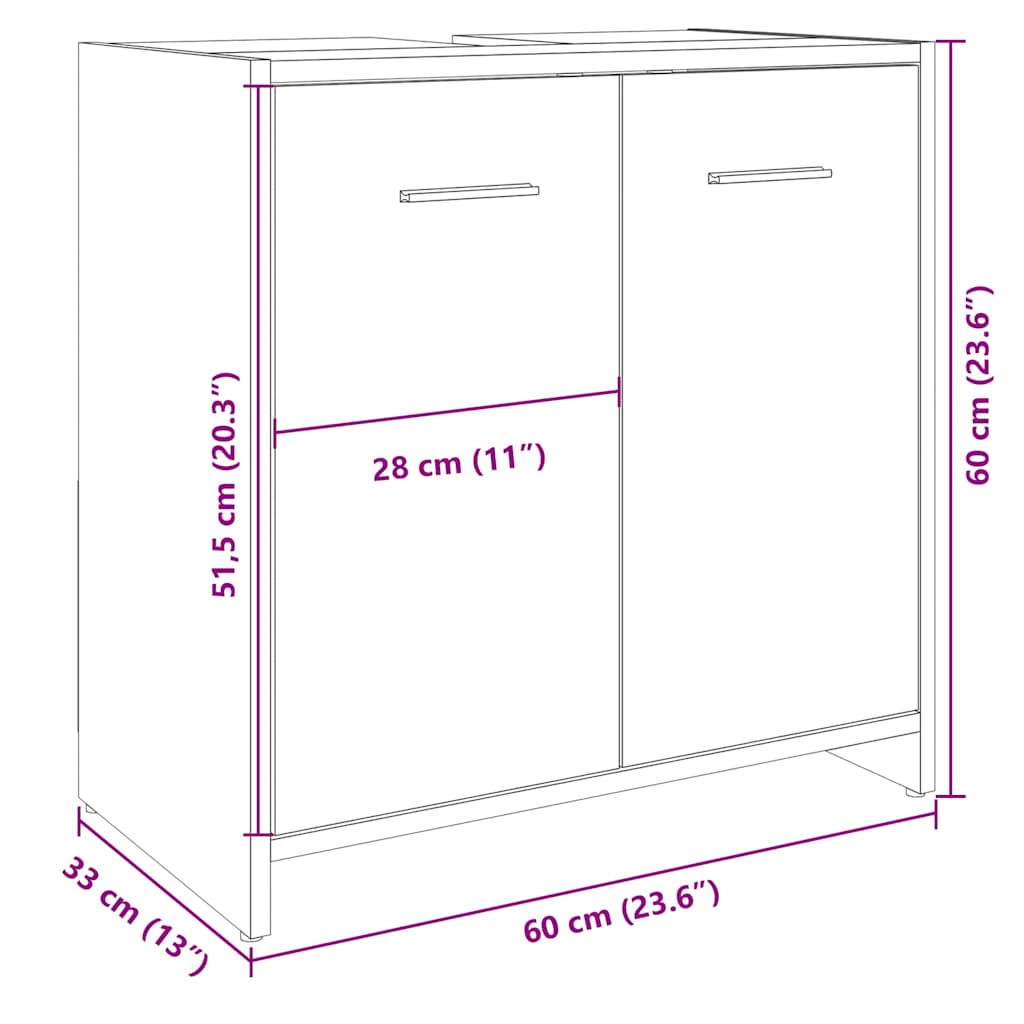 Servantskap sonoma eik 60x33x60 cm konstruert tre
