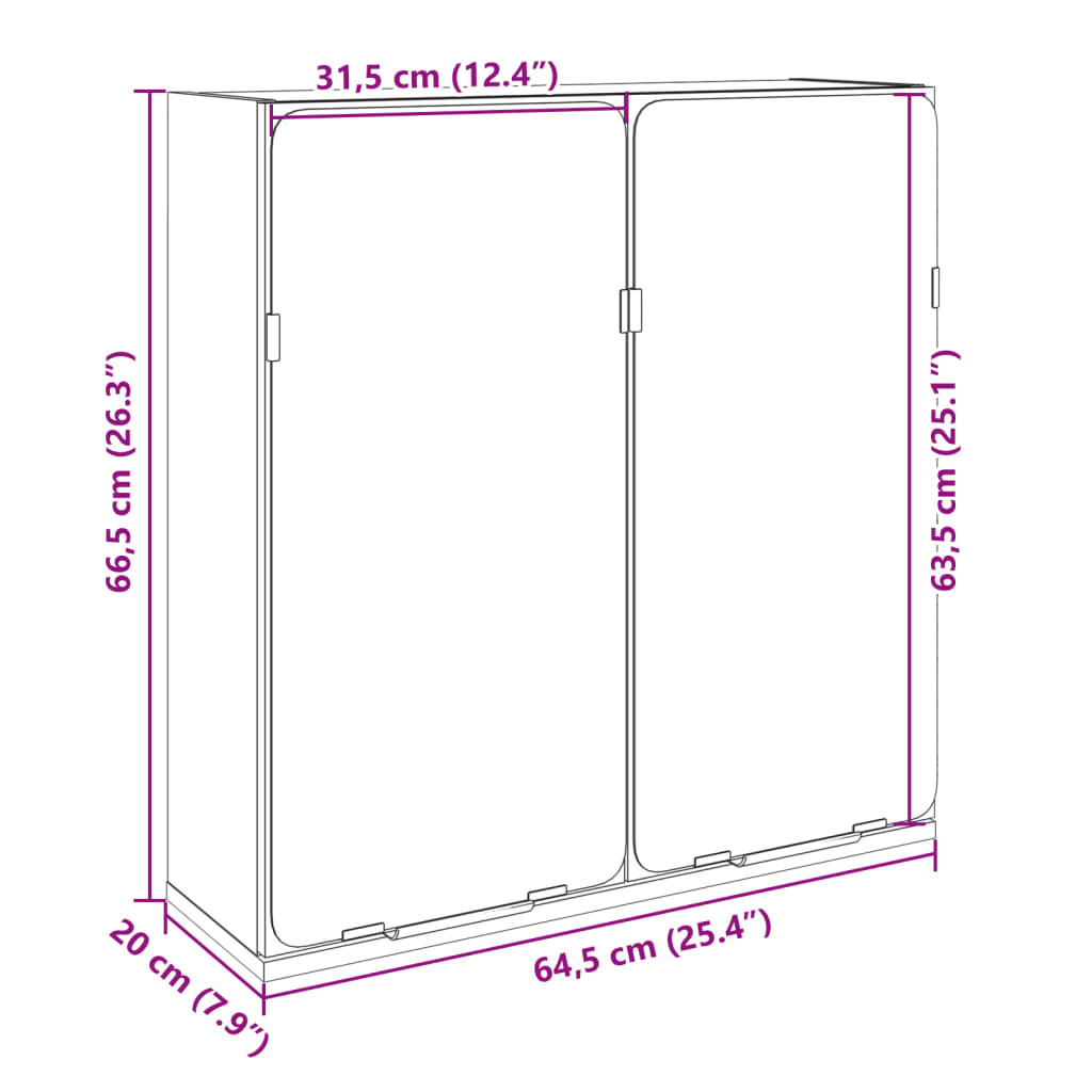 Speilskap til baderom sonoma eik 64,5x20x66,5 cm konstruert tre