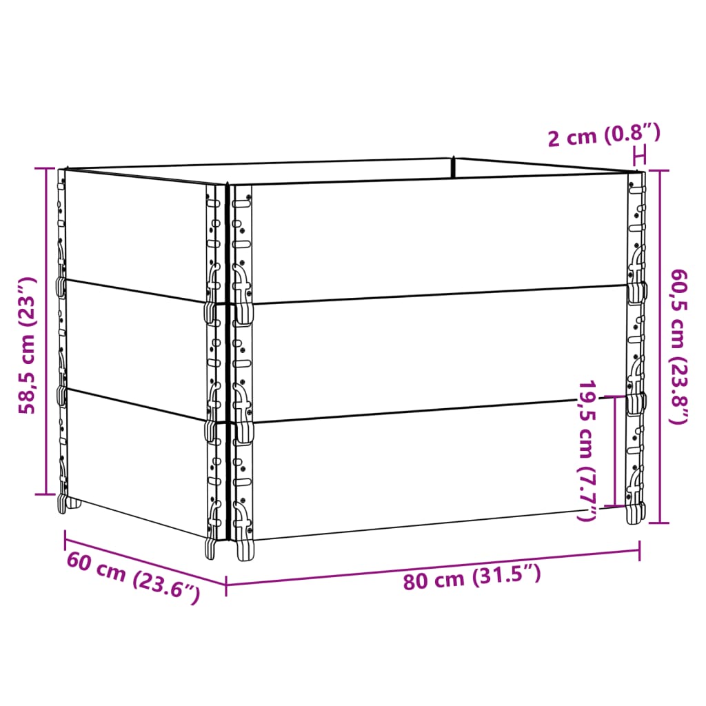 Pallekarmer 3 stk grå 80x60 cm heltre furu