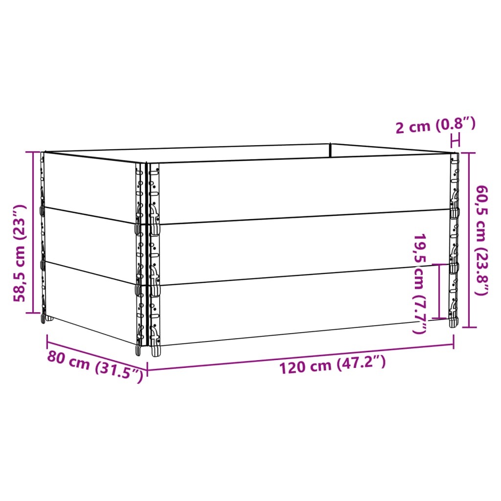 Pallekarmer 3 stk grå 120x80 cm heltre furu