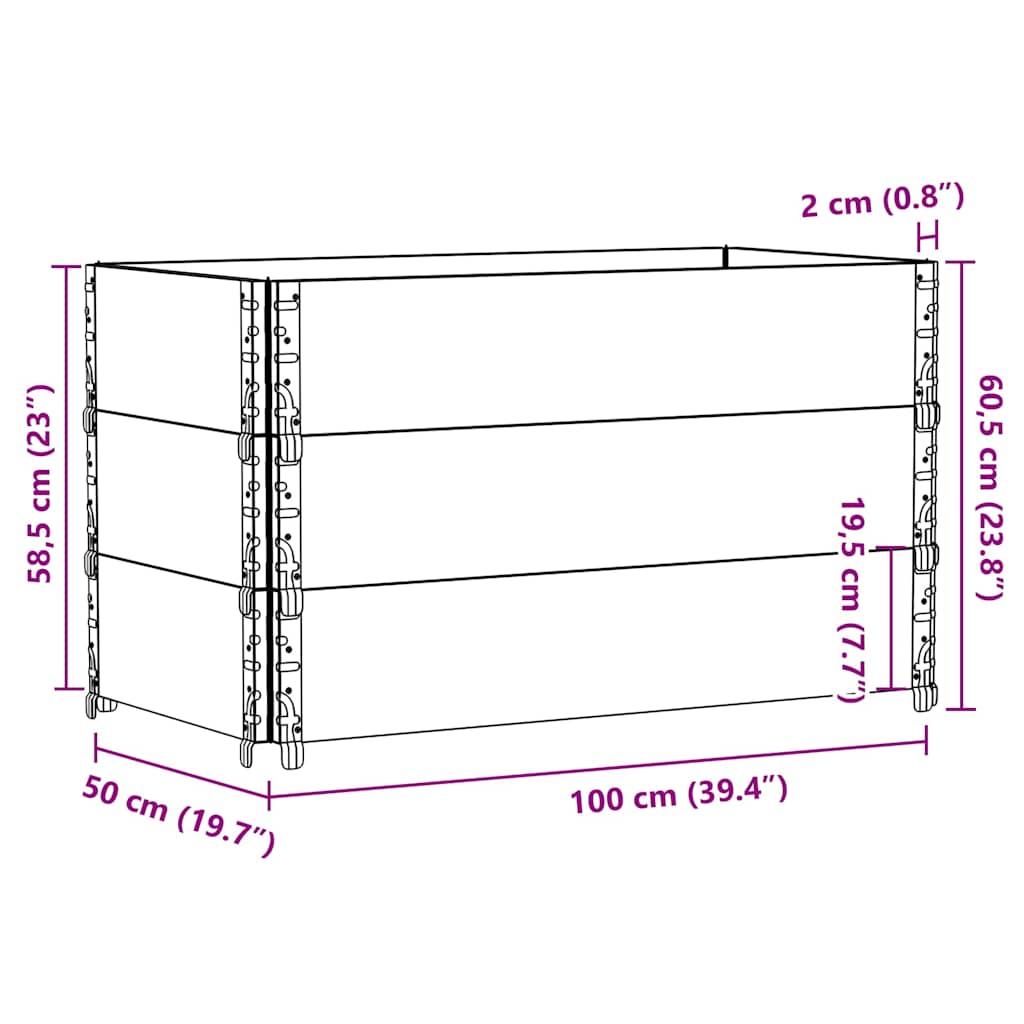 Pallekarmer 3 stk svart 100x50 cm heltre furu