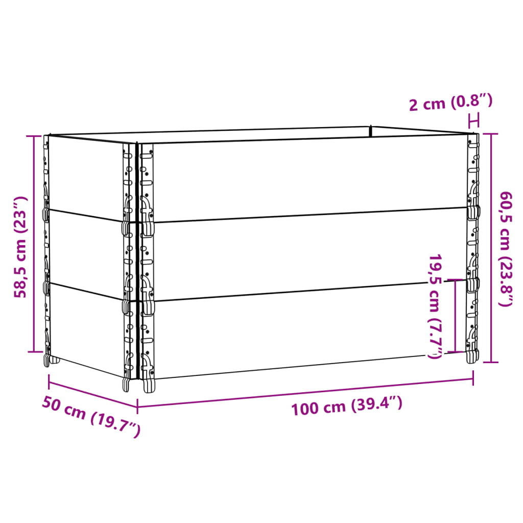 Pallekarmer 3 stk brun 100x50 cm heltre furu