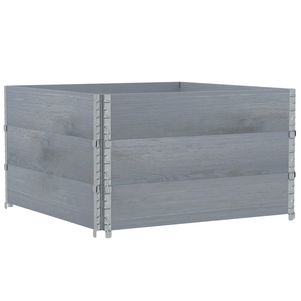Pallekarmer 3 stk grå 100x100 cm heltre furu