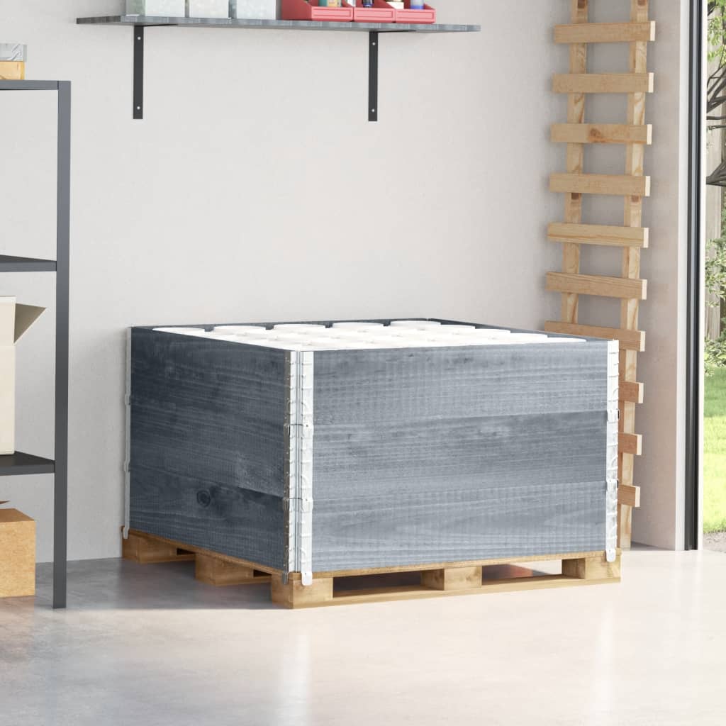 Pallekarmer 3 stk grå 100x100 cm heltre furu