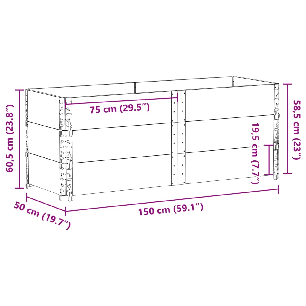 Plantekasse 150x50 cm heltre furu