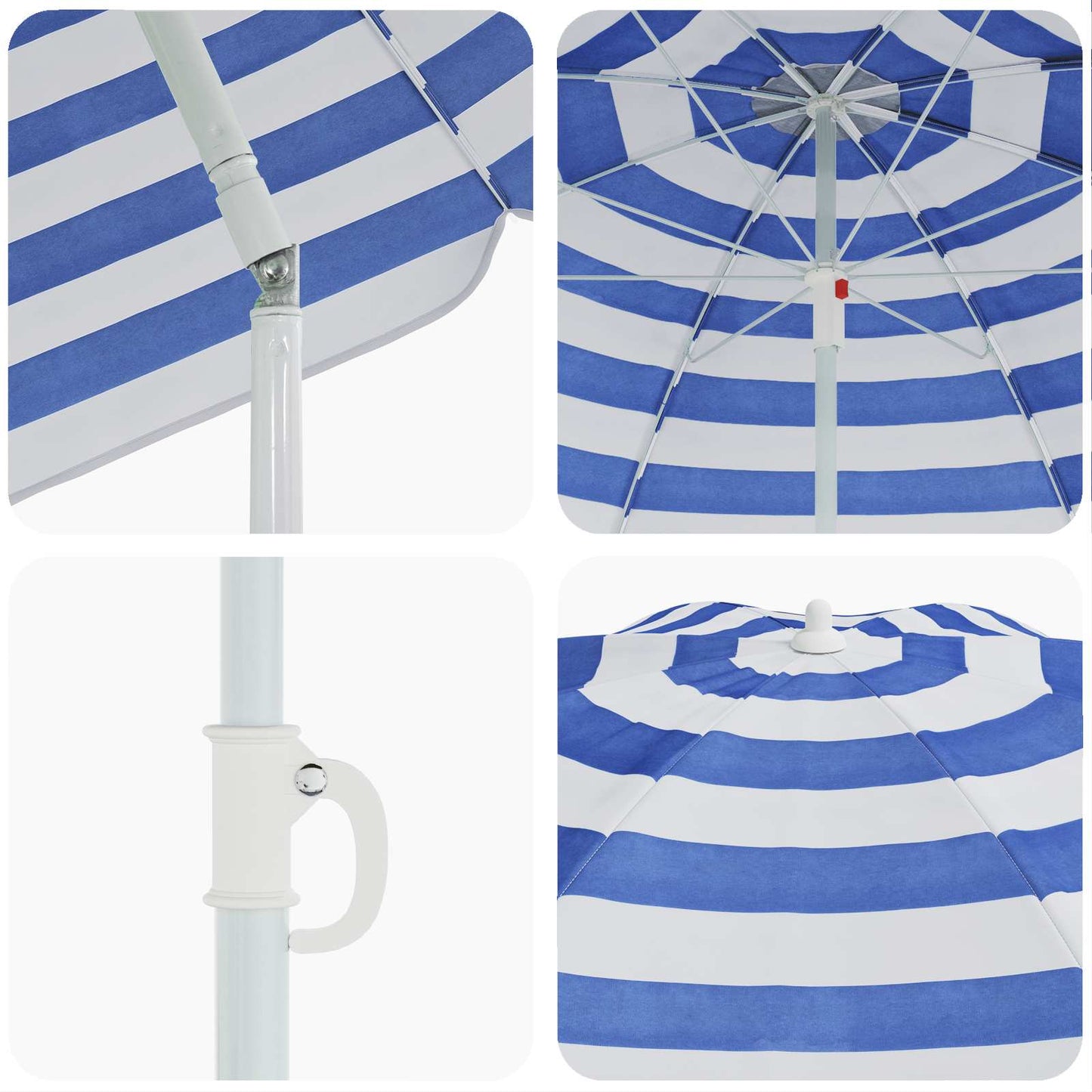 Hageparasol 170T polyester Blå og hvit