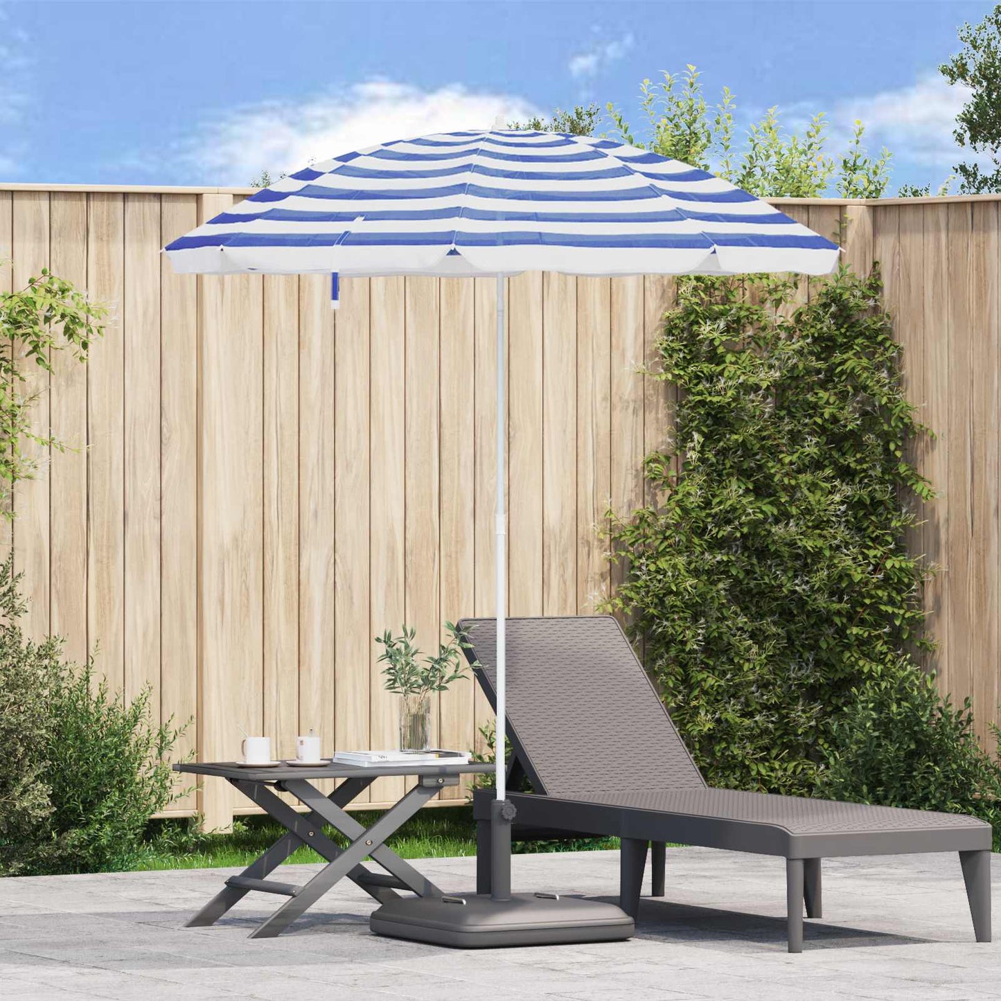 Hageparasol 240 cm 170T polyester Blå og hvit