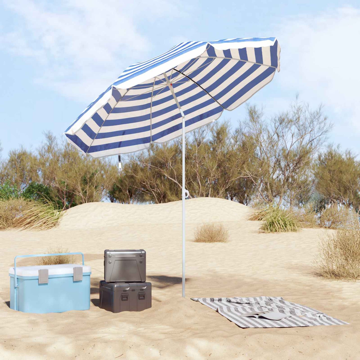 Hageparasol 240 cm 170T polyester Blå og hvit