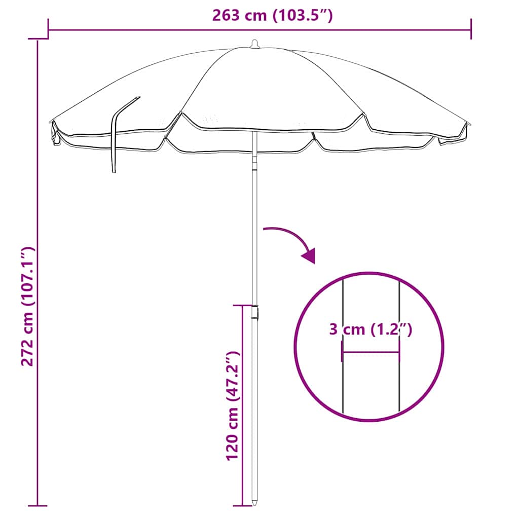 Hageparasol 263 x 263 x 272 cm 170T polyester Kamuflasje