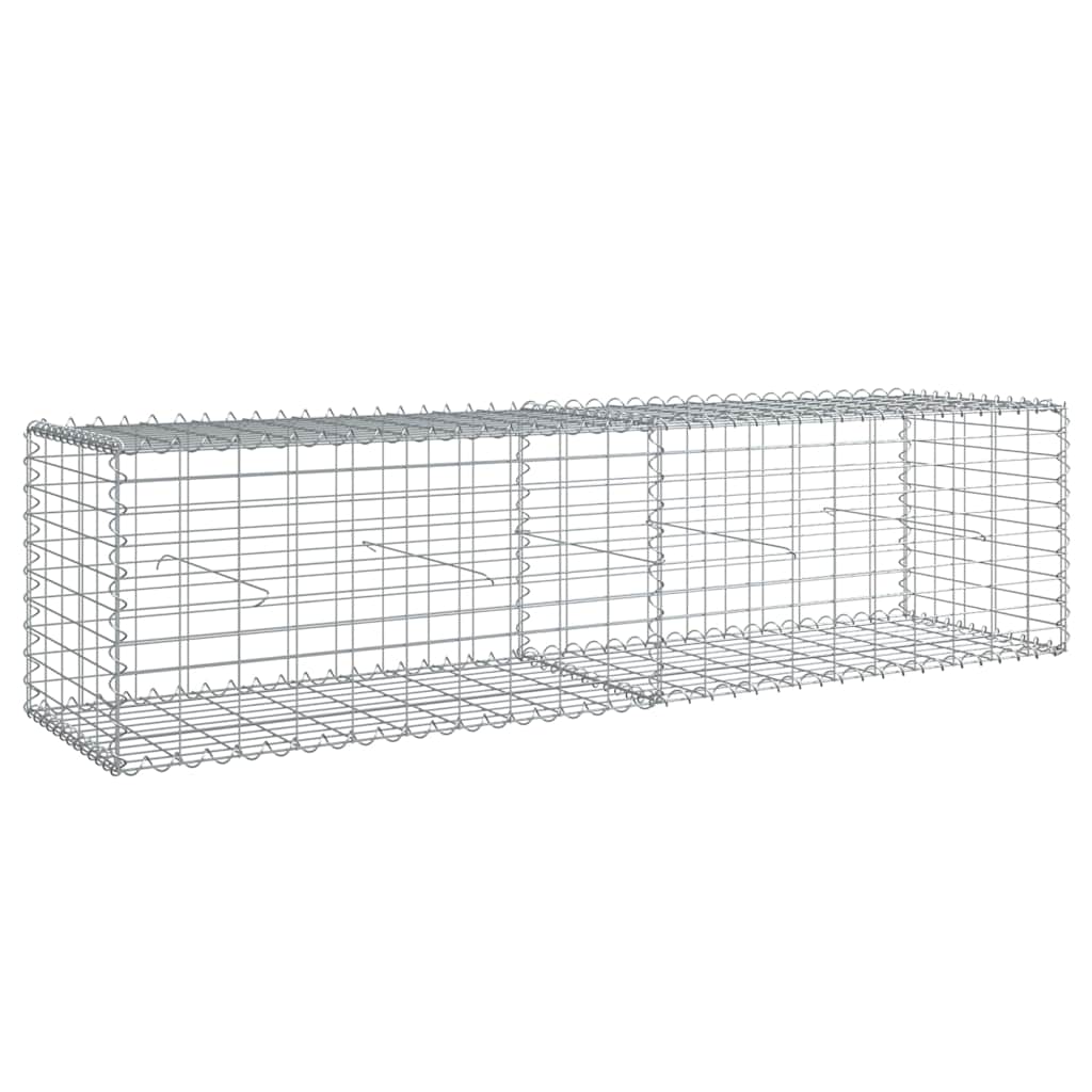 Gabionkurv med deksel 200x50x50 cm galvanisert jern