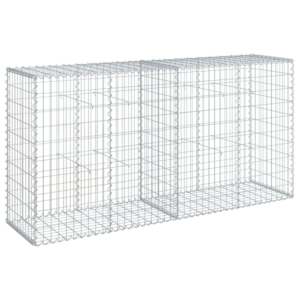 Gabionkurv med deksel 200x50x100 cm galvanisert jern