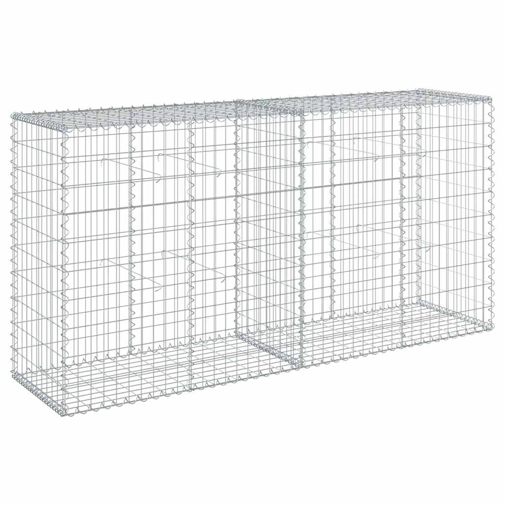 Gabionkurv med deksel 200x50x100 cm galvanisert jern