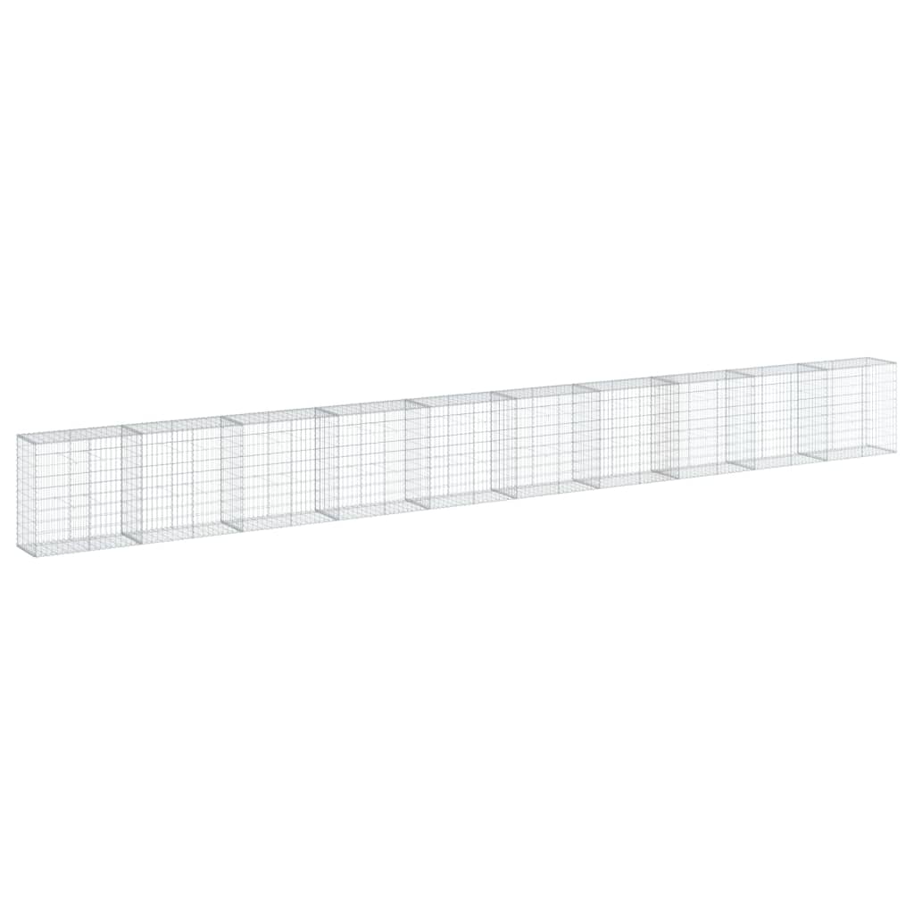 Gabionkurv med deksel 1000x50x100 cm galvanisert jern