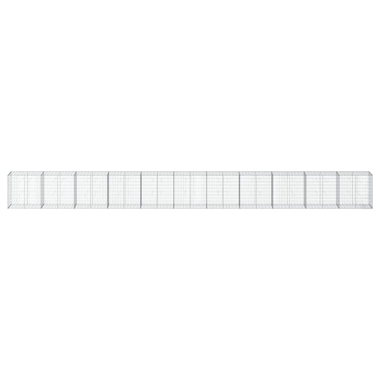 Gabionkurv med deksel 1100x50x100 cm galvanisert jern