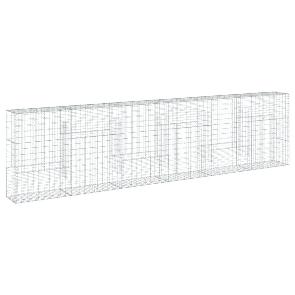 Gabionkurv med deksel 600x50x150 cm galvanisert jern vidaXL