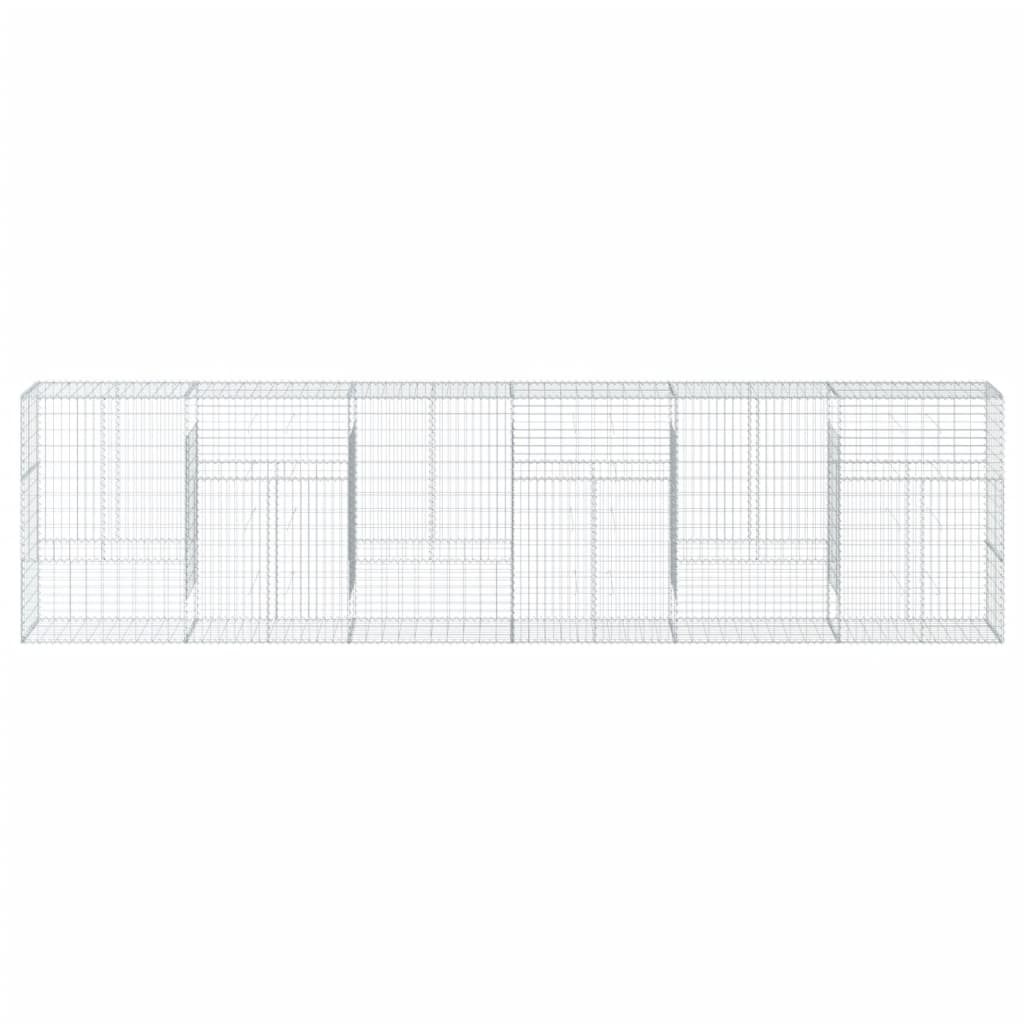 Gabionkurv med deksel 600x50x150 cm galvanisert jern vidaXL