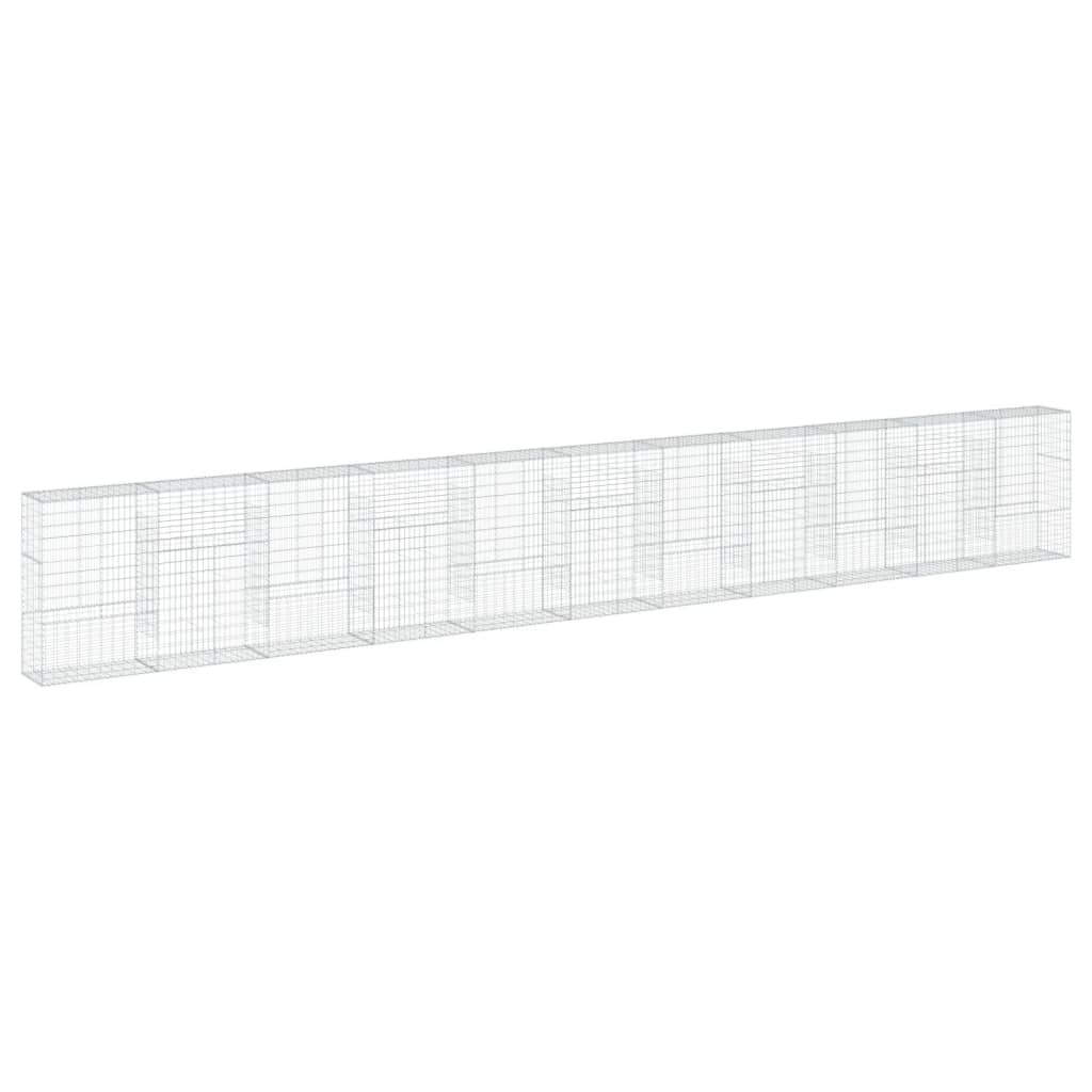 Gabionkurv med deksel 1100x50x150 cm galvanisert jern