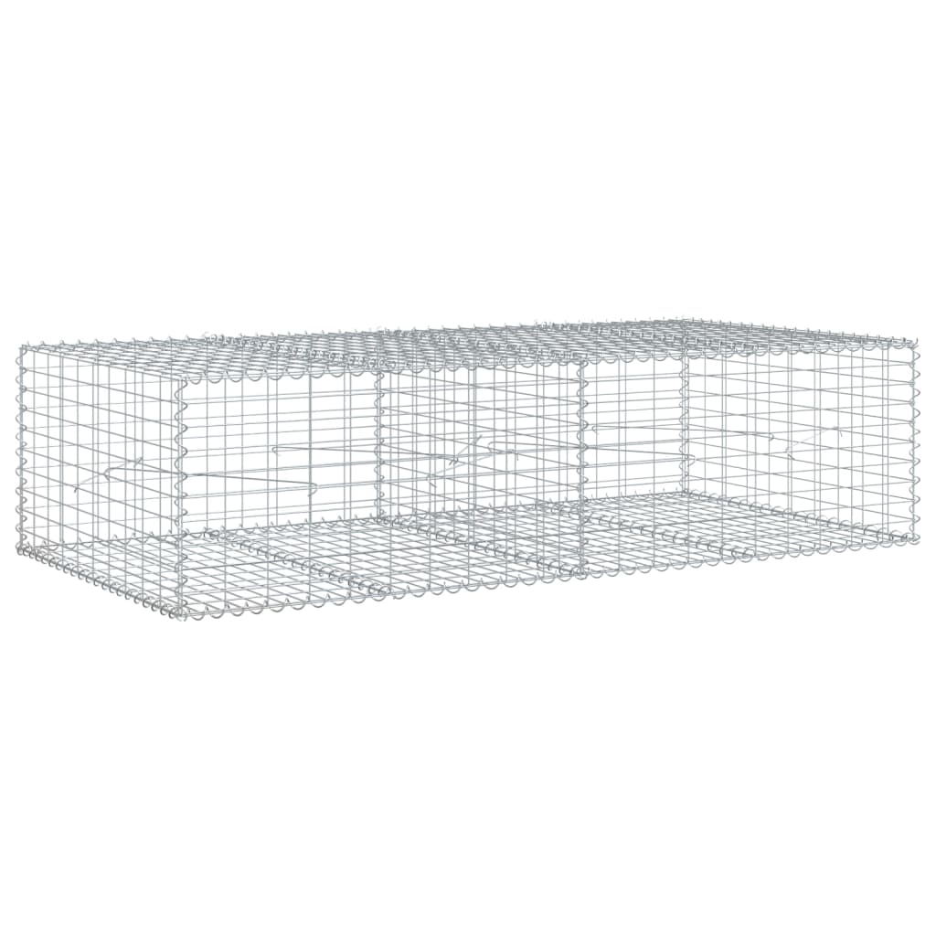 Gabionkurv med deksel 200x100x50 cm galvanisert jern