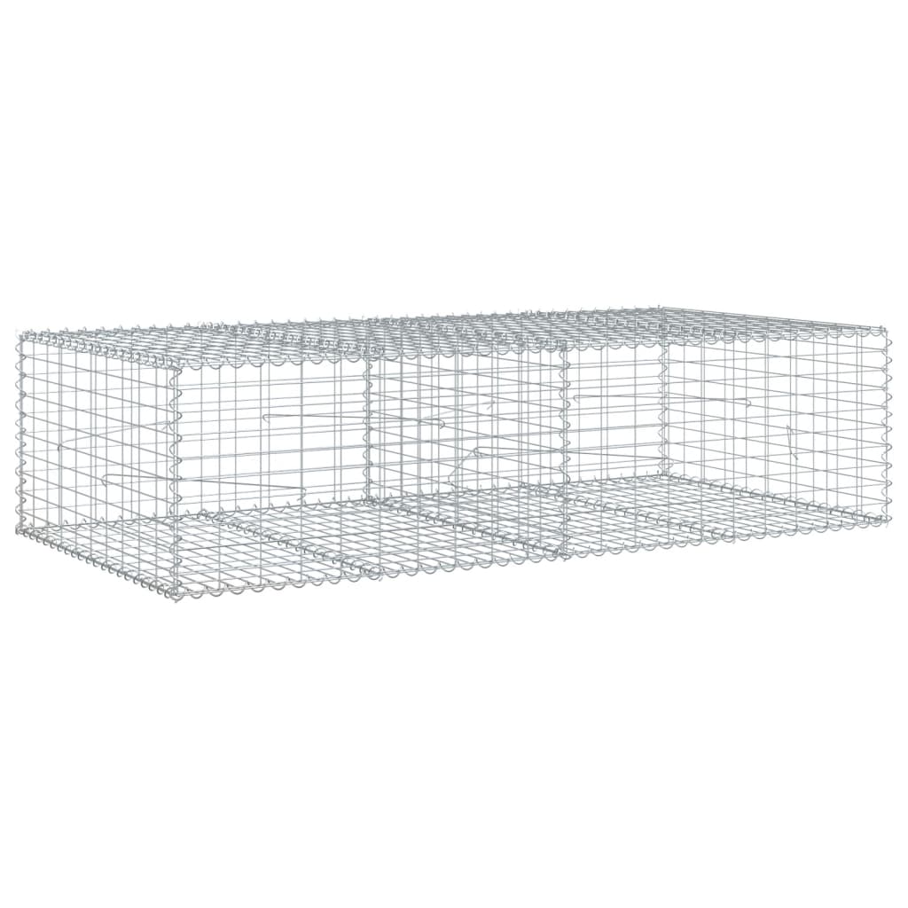 Gabionkurv med deksel 200x100x50 cm galvanisert jern