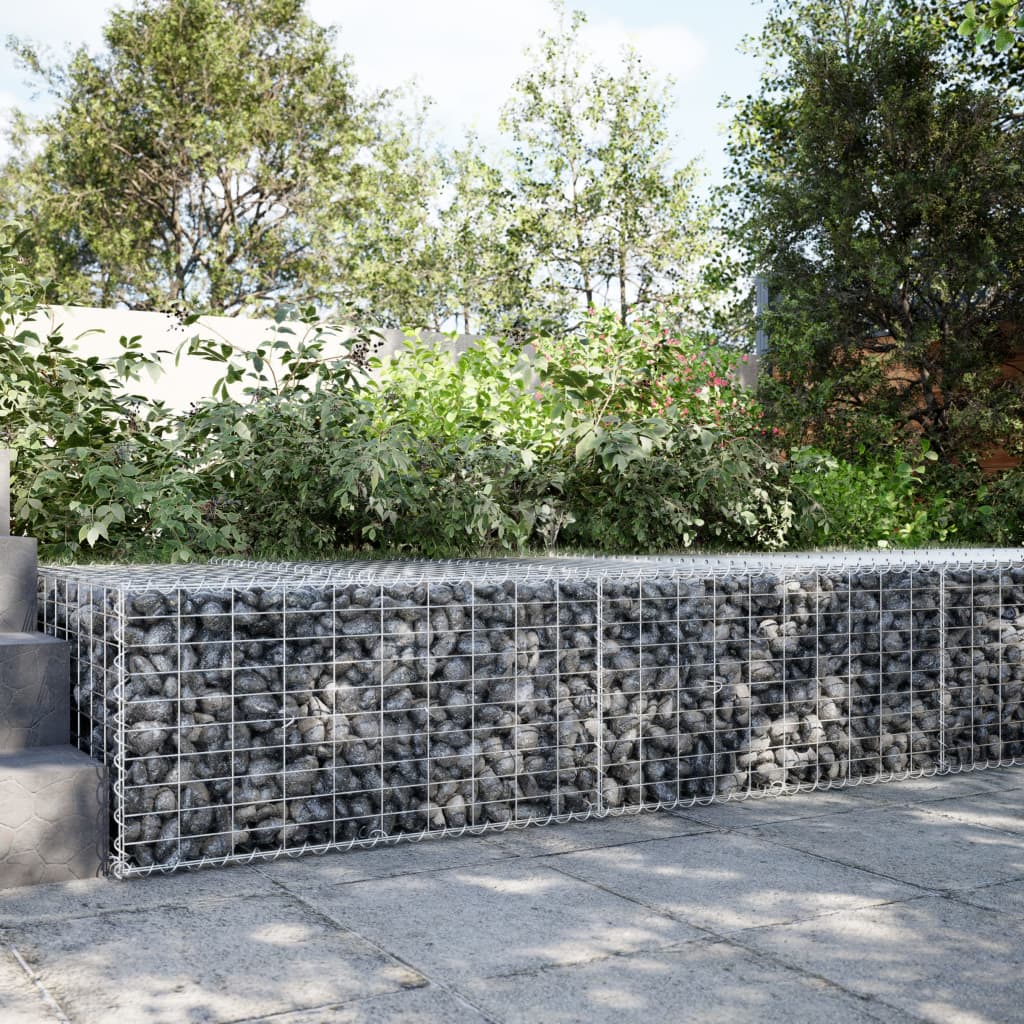 Gabionkurv med deksel 200x100x50 cm galvanisert jern