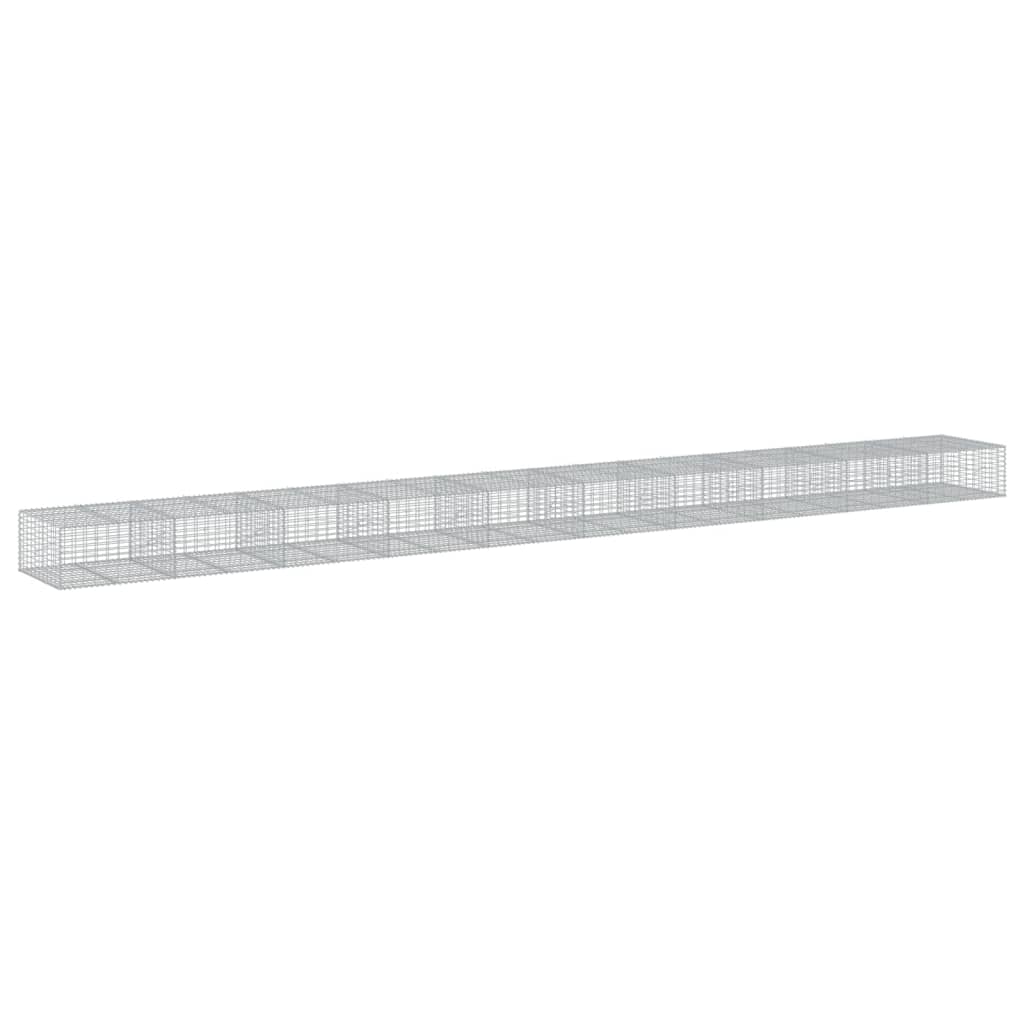 Gabionkurv med deksel 1000x100x50 cm galvanisert jern