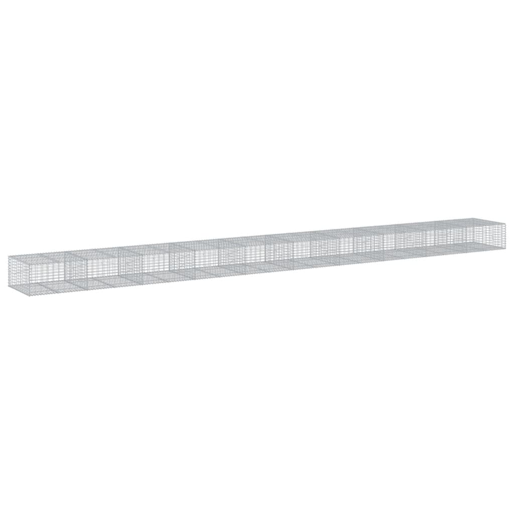 Gabionkurv med deksel 1000x100x50 cm galvanisert jern