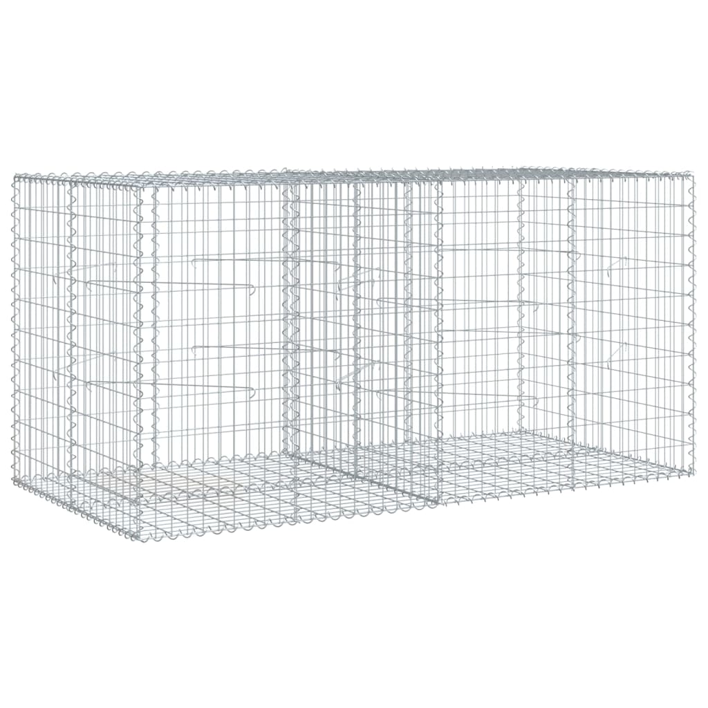 Gabionkurv med deksel 200x100x100 cm galvanisert jern