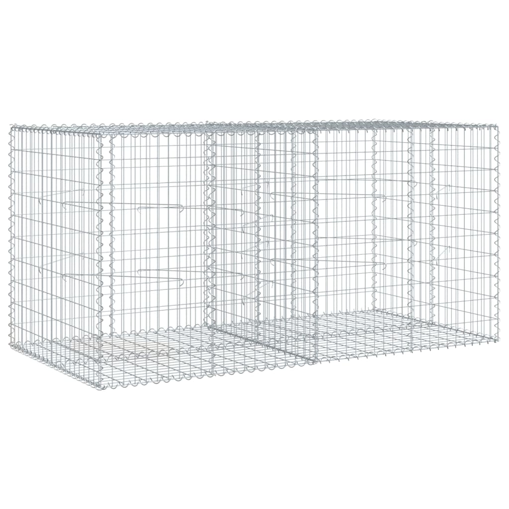 Gabionkurv med deksel 200x100x100 cm galvanisert jern