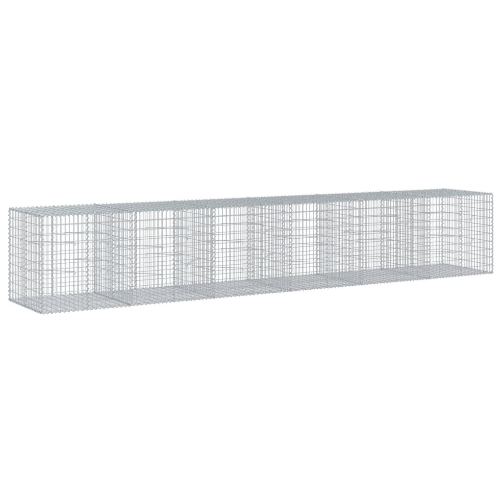 Gabionkurv med deksel 600x100x100 cm galvanisert jern