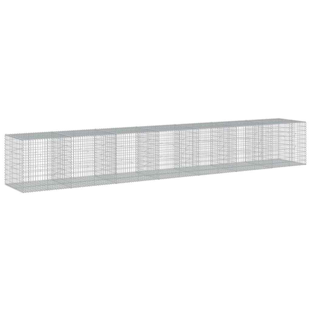 Gabionkurv med deksel 700x100x100 cm galvanisert jern