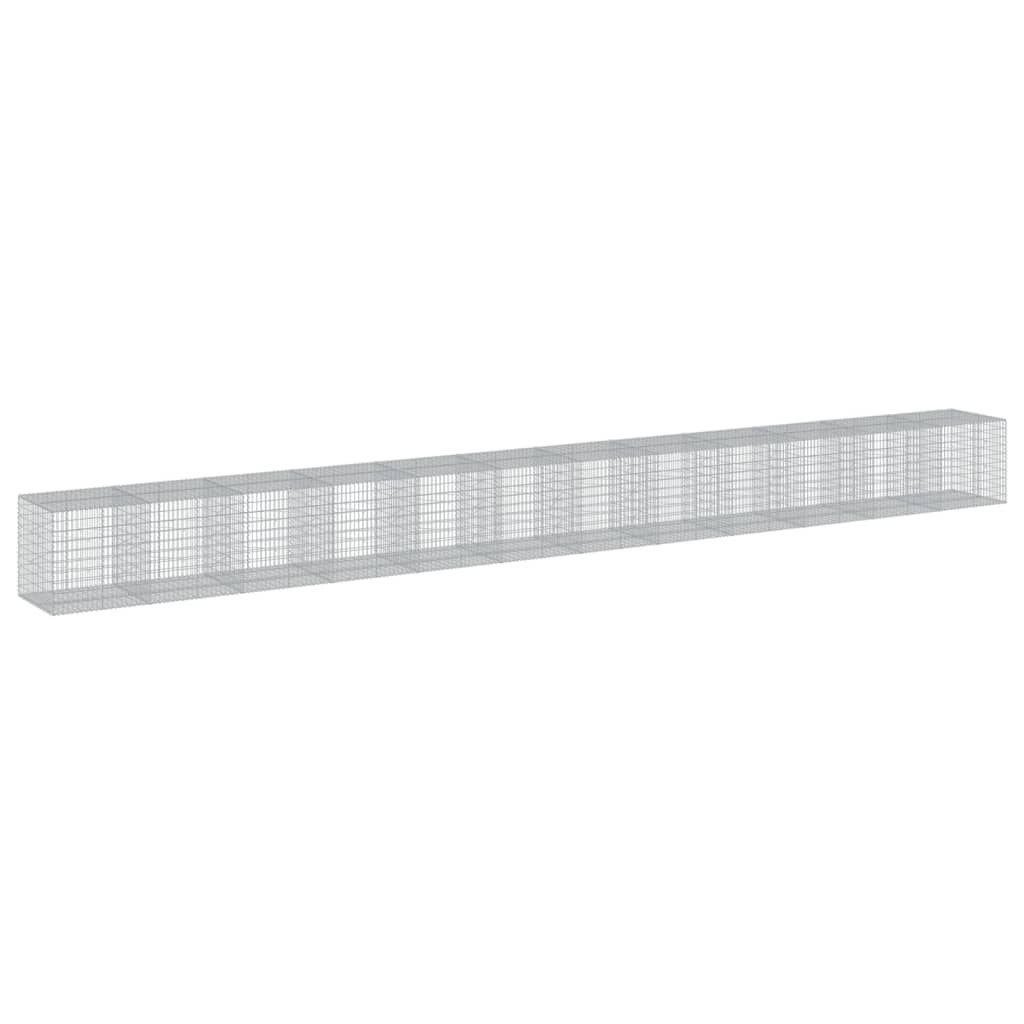 Gabionkurv med deksel 1200x100x100 cm galvanisert jern
