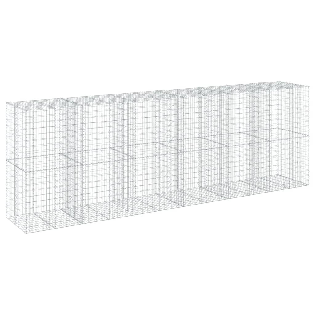 Gabionkurv med deksel 600x100x200 cm galvanisert jern