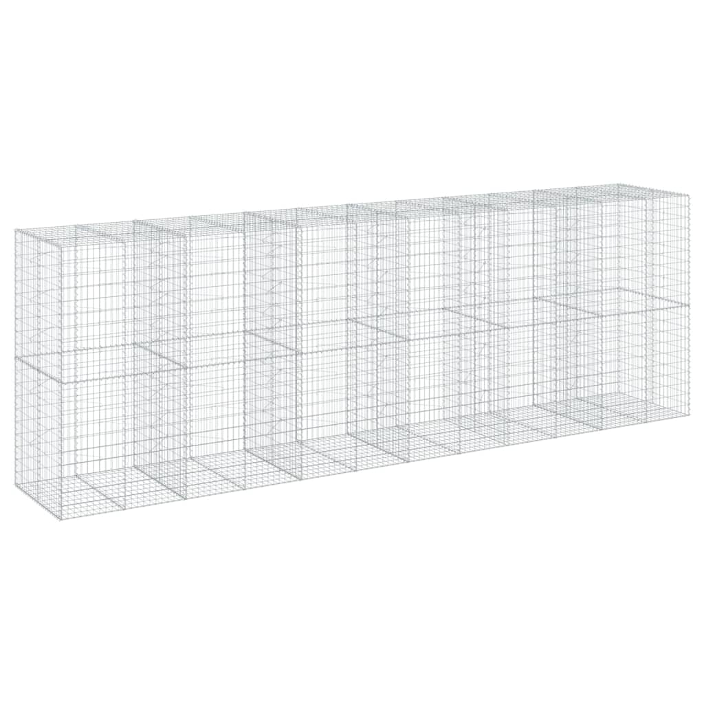 Gabionkurv med deksel 600x100x200 cm galvanisert jern