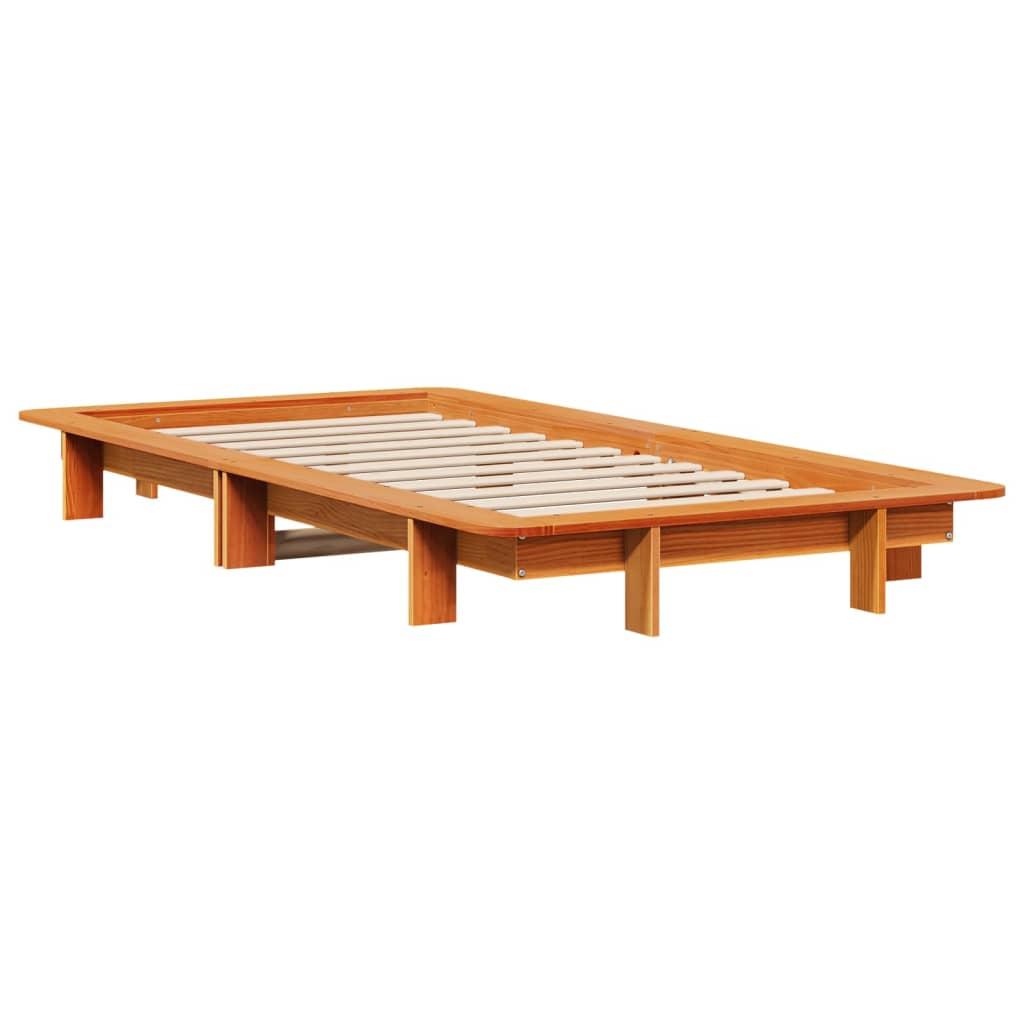 Sengeramme uten madrass voksbrun 100x200 cm heltre furu