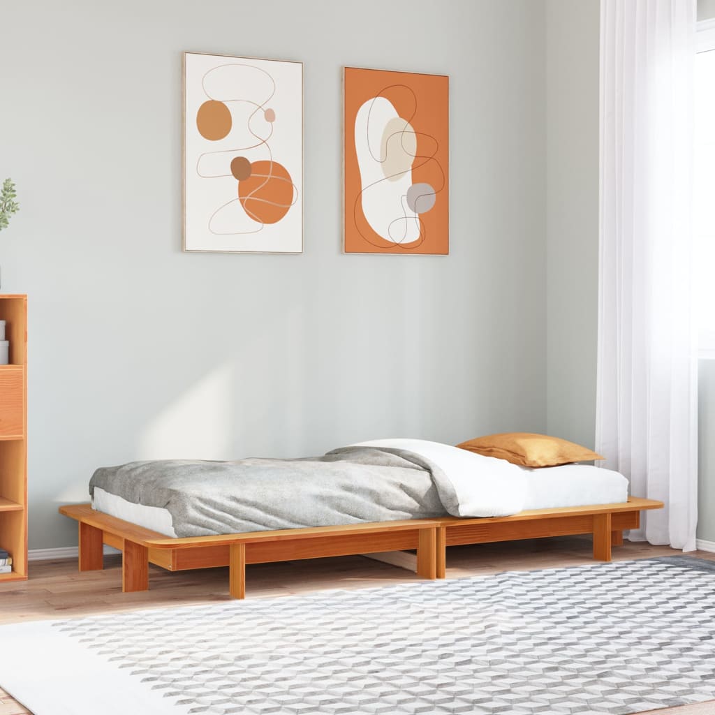Sengeramme uten madrass voksbrun 90x190 cm heltre furu