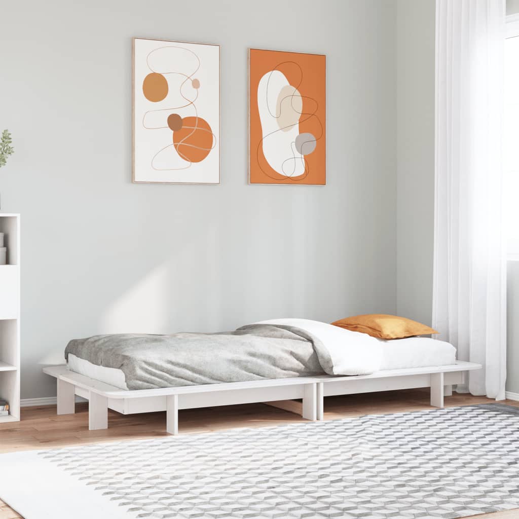 Sengeramme uten madrass hvit 75x190 cm heltre furu