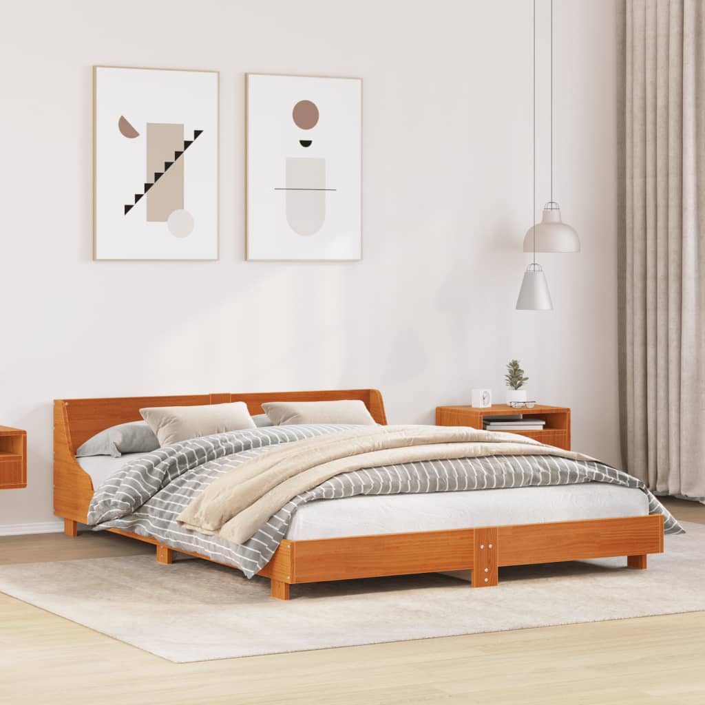 Sengeramme uten madrass brun 135x190 cm heltre furu