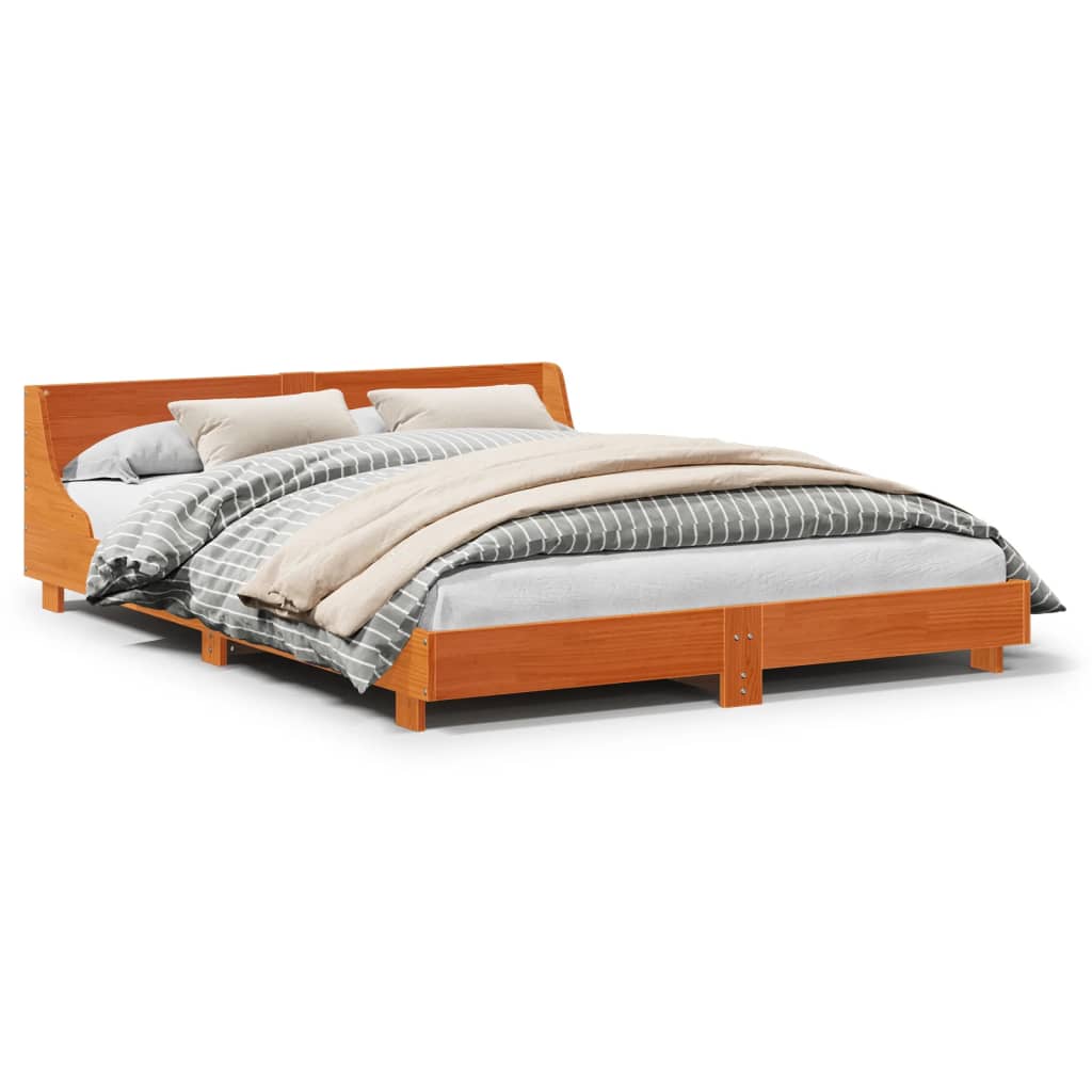 Sengeramme uten madrass brun 135x190 cm heltre furu