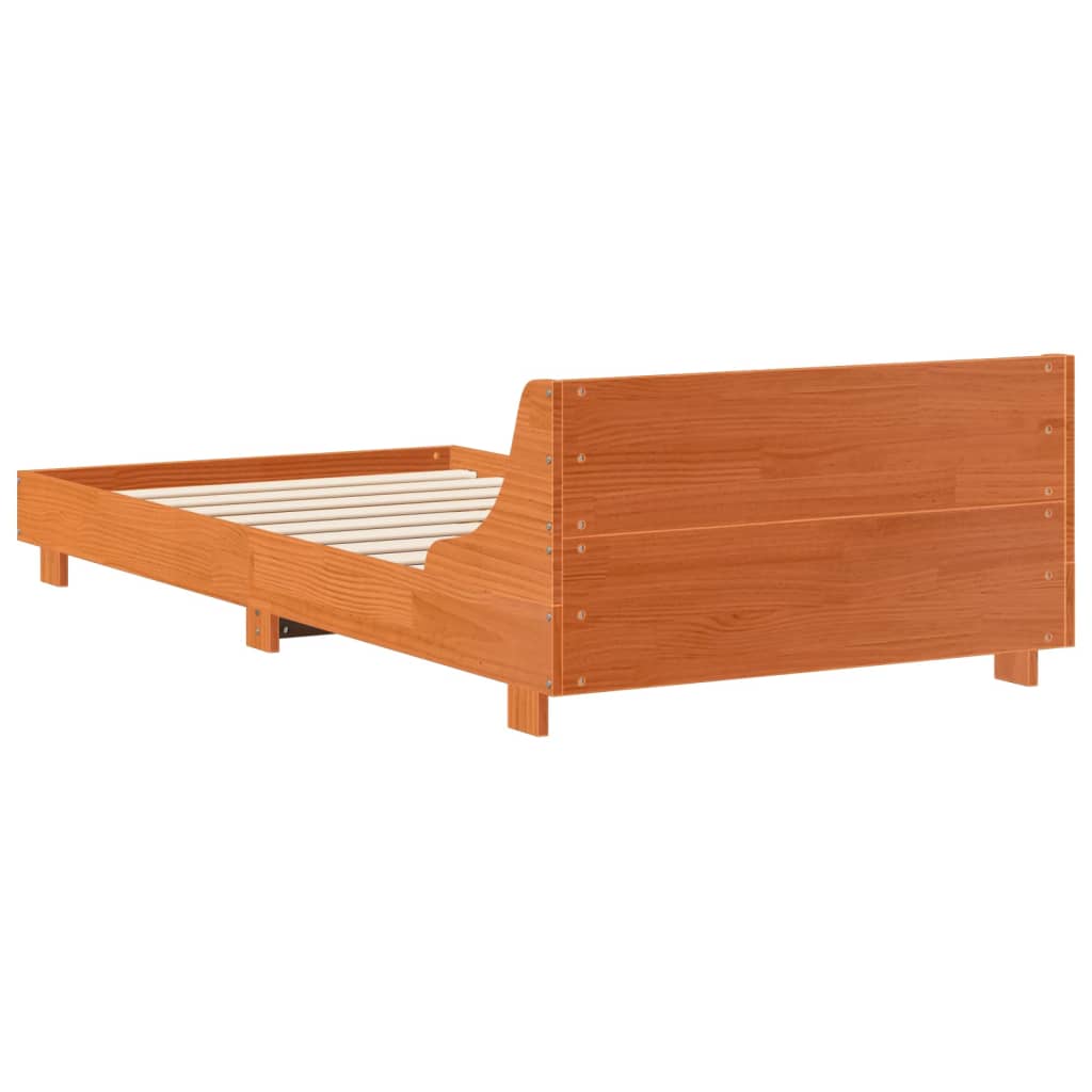 Sengeramme uten madrass voksbrun 75x190 cm heltre furu