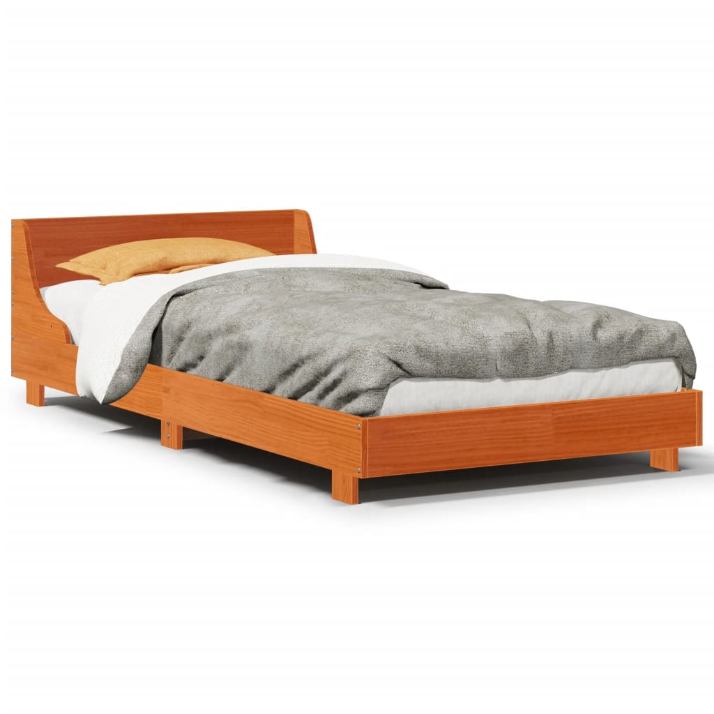 Sengeramme uten madrass voksbrun 75x190 cm heltre furu