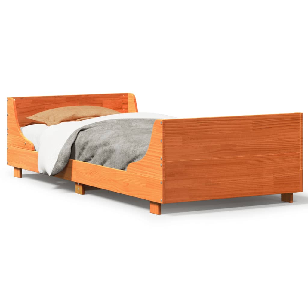 Sengeramme uten madrass voksbrun 90x190 cm heltre furu