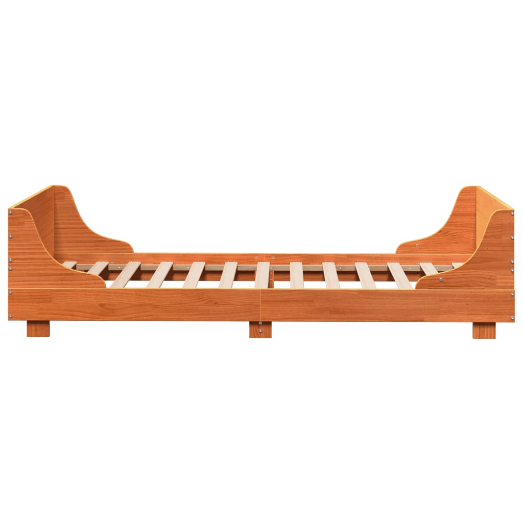 Sengeramme uten madrass voksbrun 75x190 cm heltre furu