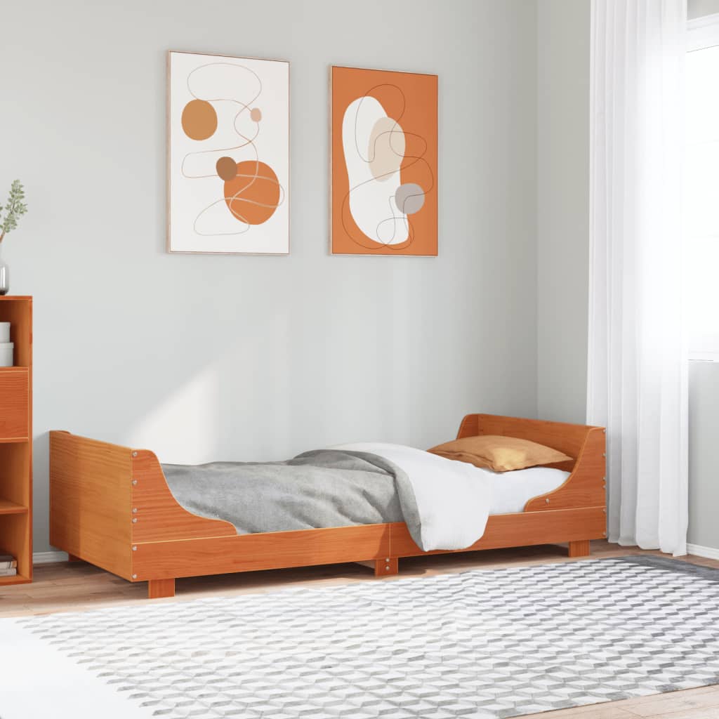 Sengeramme uten madrass voksbrun 75x190 cm heltre furu