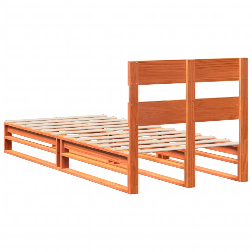 Sengeramme uten madrass voksbrun 100x200 cm heltre furu
